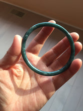 Load image into Gallery viewer, 61mm Certified Type A 100% Natural icy watery dark green/blue/gray with Guatemala slim round cut Jadeite bangle PH20-2332
