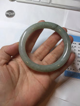 Load image into Gallery viewer, 55mm certified 100% natural Type A light green gray chubby round cut jadeite jade bangle PC100-9131
