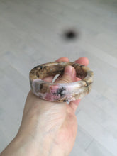 Load image into Gallery viewer, 54.9mm 100% natural pink/black time series(时光系列) rose stone (Rhodonite)square bangle XY83
