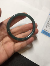 Load image into Gallery viewer, 50.5mm Certified Type A 100% Natural dark green/blue/gray Guatemala slim round cut oval Jadeite bangle BP195-2469
