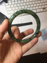 Load image into Gallery viewer, 58.1mm Certified 100% Natural Fresh Young Green/Dark Green/Black Green Ink Painting (绿水墨) Round Cut Nephrite (Wulanhai 乌兰海碧玉) Bangle HN148-7343
