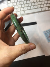 Load image into Gallery viewer, 58.1mm Certified 100% Natural Fresh Young Green/Dark Green/Black Green Ink Painting (绿水墨) Round Cut Nephrite (Wulanhai 乌兰海碧玉) Bangle HN148-7343
