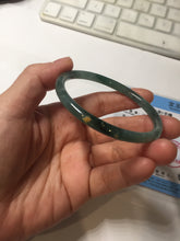 Load image into Gallery viewer, 56mm Certified Type A 100% Natural dark green/blue/gray/yellow with Guatemala slim round cut Jadeite bangle PE37-5876
