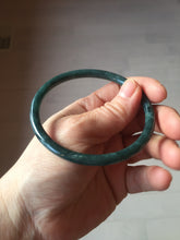 Load image into Gallery viewer, 61mm Certified Type A 100% Natural icy watery dark green/blue/gray with Guatemala slim round cut Jadeite bangle PH20-2332
