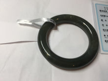 Load image into Gallery viewer, 55mm certified 100% Natural dark green/black/gray(碧玉) chubby round cut nephrite bangle HN189-0137
