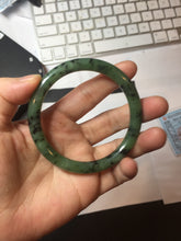 Load image into Gallery viewer, 58.1mm Certified 100% Natural Fresh Young Green/Dark Green/Black Green Ink Painting (绿水墨) Round Cut Nephrite (Wulanhai 乌兰海碧玉) Bangle HN148-7343
