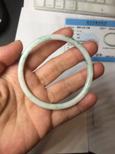Load image into Gallery viewer, 56.5mm certified Type A 100% Natural sunny green white brown with green floating flowers slim round cut Jadeite Jade bangle PH207-6197
