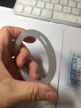 Load image into Gallery viewer, 52.8mm Certified 100% Natural light smoky lavender/soft pink gray(烟紫) nephrite jade bangle HN140-3592
