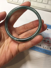 Load image into Gallery viewer, 56mm Certified Type A 100% Natural dark green/blue/gray/yellow with Guatemala slim round cut Jadeite bangle PE37-5876
