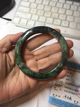 Load image into Gallery viewer, 59mm certificated Type A 100% Natural dark green/brown/black Jadeite Jade bangle AA103-9776

