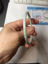 Load image into Gallery viewer, 56.5mm certified Type A 100% Natural sunny green white brown with green floating flowers slim round cut Jadeite Jade bangle PH207-6197
