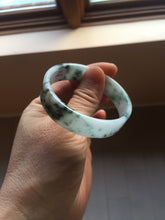 Load image into Gallery viewer, 50.8mm Certified type A 100% Natural sunny green/white/purple Little Wildflower thin square Jadeite Jade bangle PA252-6917
