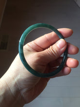 Load image into Gallery viewer, 60.5mm Certified Type A 100% Natural icy watery dark green/blue/gray with Guatemala slim round cut Jadeite bangle PH19-2346
