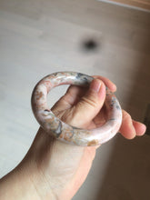 Load image into Gallery viewer, 54.9mm 100% natural red/pink/black chubby round cut rose stone (Rhodonite) bangle XY84
