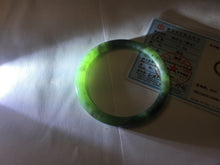 Load image into Gallery viewer, 55mm Certified 100% Natural Fresh Young Green/Dark Green/Black Green Ink Painting (绿水墨) Round Cut Nephrite (Wulanhai 乌兰海碧玉) Bangle HN149-7310
