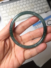 Load image into Gallery viewer, 56mm Certified Type A 100% Natural dark green/blue/gray/yellow with Guatemala slim round cut Jadeite bangle PE37-5876
