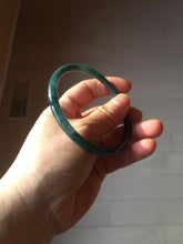 Load image into Gallery viewer, 60.5mm Certified Type A 100% Natural icy watery dark green/blue/gray with Guatemala slim round cut Jadeite bangle PH19-2346
