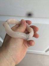 Load image into Gallery viewer, 56mm 100% natural light Pink/black Quartzite (Shetaicui jade) 3D carved Bow knot and wave bangle XY66
