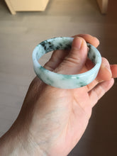 Load image into Gallery viewer, 50.8mm Certified type A 100% Natural sunny green/white/purple Little Wildflower thin square Jadeite Jade bangle PA252-6917
