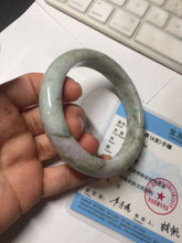 Load image into Gallery viewer, 61.2mm Certified Type A 100% Natural light green/sunny green/brown/black/purple(Rocky Mountain Dusk) chubby Jadeite bangle PD89-1092

