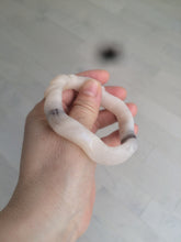 Load image into Gallery viewer, 56mm 100% natural light Pink/black Quartzite (Shetaicui jade) 3D carved Bow knot and wave bangle XY66
