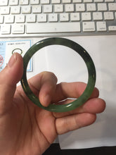 Load image into Gallery viewer, 55mm Certified 100% Natural Fresh Young Green/Dark Green/Black Green Ink Painting (绿水墨) Round Cut Nephrite (Wulanhai 乌兰海碧玉) Bangle HN149-7310
