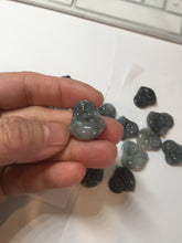 Load image into Gallery viewer, 100% Natural type A black white(Wuji 乌鸡, Shuimo 水墨) small happy Buddha (拇指佛) jadeite Jade pendant group PB44
