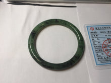 Load image into Gallery viewer, 58mm Certified 100% Natural Fresh Young Green/Dark Green/Black Green Ink Painting (绿水墨) Round Cut Nephrite (Wulanhai 乌兰海碧玉) Bangle HN150-7311
