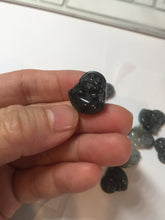 Load image into Gallery viewer, 100% Natural type A black white(Wuji 乌鸡, Shuimo 水墨) small happy Buddha (拇指佛) jadeite Jade pendant group PB44
