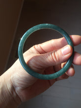Load image into Gallery viewer, 59.5mm Certified Type A 100% Natural dark green/blue/gray with Guatemala slim round cut Jadeite bangle PH18-2353
