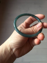 Load image into Gallery viewer, 59.5mm Certified Type A 100% Natural dark green/blue/gray with Guatemala slim round cut Jadeite bangle PH18-2353
