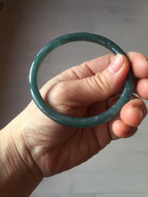 Load image into Gallery viewer, 59.5mm Certified Type A 100% Natural dark green/blue/gray with Guatemala slim round cut Jadeite bangle PH18-2353
