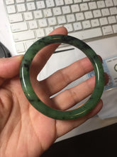 Load image into Gallery viewer, 58mm Certified 100% Natural Fresh Young Green/Dark Green/Black Green Ink Painting (绿水墨) Round Cut Nephrite (Wulanhai 乌兰海碧玉) Bangle HN150-7311
