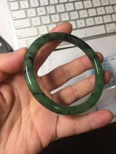 Load image into Gallery viewer, 58mm Certified 100% Natural Fresh Young Green/Dark Green/Black Green Ink Painting (绿水墨) Round Cut Nephrite (Wulanhai 乌兰海碧玉) Bangle HN150-7311
