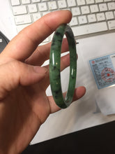Load image into Gallery viewer, 58mm Certified 100% Natural Fresh Young Green/Dark Green/Black Green Ink Painting (绿水墨) Round Cut Nephrite (Wulanhai 乌兰海碧玉) Bangle HN150-7311
