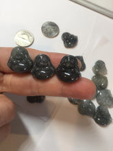 Load image into Gallery viewer, 100% Natural type A black white(Wuji 乌鸡, Shuimo 水墨) small happy Buddha (拇指佛) jadeite Jade pendant group PB44
