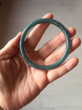 Load image into Gallery viewer, 59.5mm Certified Type A 100% Natural dark green/blue/gray with Guatemala slim round cut Jadeite bangle PH18-2353
