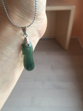 Load image into Gallery viewer, 3 pieces Type A 100% Natural dark green/black Jadeite Jade ring blessed melon(福瓜), rectangle safety bead pendants set BK133
