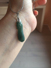 Load image into Gallery viewer, 3 pieces Type A 100% Natural dark green/black Jadeite Jade ring blessed melon(福瓜), rectangle safety bead pendants set BK133
