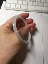 Load image into Gallery viewer, 53.5mm Certified 100% Natural white slim nephrite jade bangle HN138-9099
