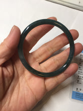 Load image into Gallery viewer, 56mm Certified Type A 100% Natural dark green/blue/gray Guatemala slim round cut Jadeite bangle BP197-2078
