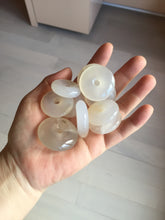 Load image into Gallery viewer, 27-32mm 100% natural icy clear light yellow/white/clear agate safety guardian donut pendant CB79
