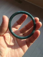 Load image into Gallery viewer, 54.5mm Certified Type A 100% Natural dark green/blue/gray with Guatemala slim round cut Jadeite bangle PH17-2345
