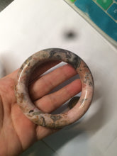 Load image into Gallery viewer, 54.9mm 100% natural red/pink/black chubby round cut rose stone (Rhodonite) bangle XY84
