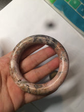 Load image into Gallery viewer, 54.9mm 100% natural red/pink/black chubby round cut rose stone (Rhodonite) bangle XY84
