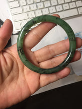 Load image into Gallery viewer, 58mm Certified 100% Natural Fresh Young Green/Dark Green/Black Green Ink Painting (绿水墨) Round Cut Nephrite (Wulanhai 乌兰海碧玉) Bangle HN150-7311

