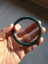 Load image into Gallery viewer, 54.5mm Certified Type A 100% Natural dark green/blue/gray with Guatemala slim round cut Jadeite bangle PH17-2345
