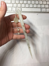 Load image into Gallery viewer, 16.5cm 100% Natural White Light Green Yellow Autumn Hues Xiu Jade (Serpentine) Hairpin with hanging beads SY136
