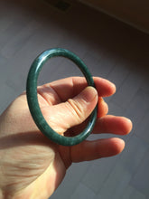 Load image into Gallery viewer, 54.5mm Certified Type A 100% Natural dark green/blue/gray with Guatemala slim round cut Jadeite bangle PH17-2345
