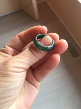 Load image into Gallery viewer, 3 pieces Type A 100% Natural dark green/black Jadeite Jade ring blessed melon(福瓜), rectangle safety bead pendants set BK133
